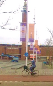A Lone biker by Olympic Stadium, Amsterdam